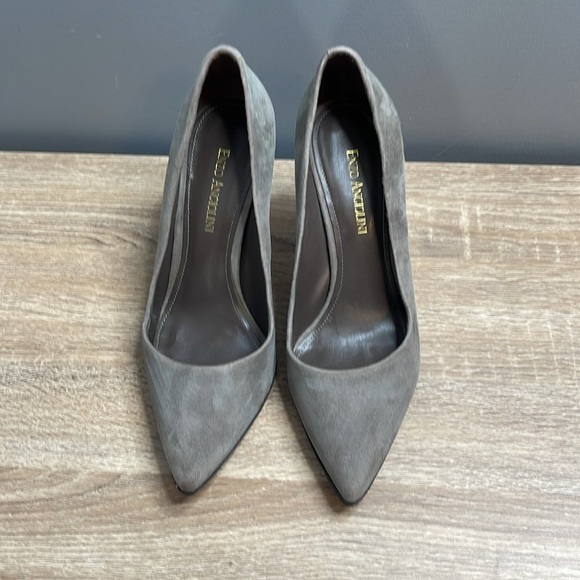 Enzo Angiolini Suede Pointed Toe Pumps Heels Grey Padded Insole Lug Sole Size 8 - Picture 5 of 11